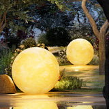 Nordic Contemporary Solar Moon LED Pendant Light – Waterproof Round PE Resin Outdoor Patio Lighting