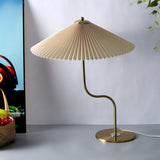 Vintage-Inspired Pleated Umbrella-Shaped 1-Light Table Lamp