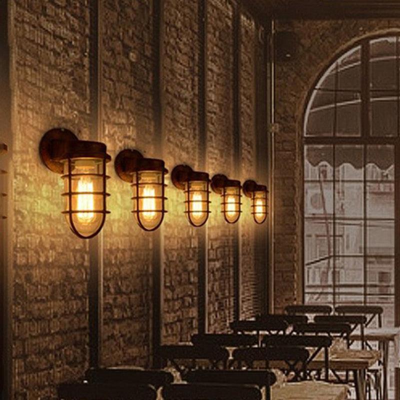 Sleek Contemporary Industrial Aluminum Round Cage 1-Light Waterproof Wall Sconce for Entryway