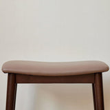 Sleek Modern Minimalist Rectangular Vanity Stool in Soft PU Leather with Wood Base – Ideal Bedroom Accent