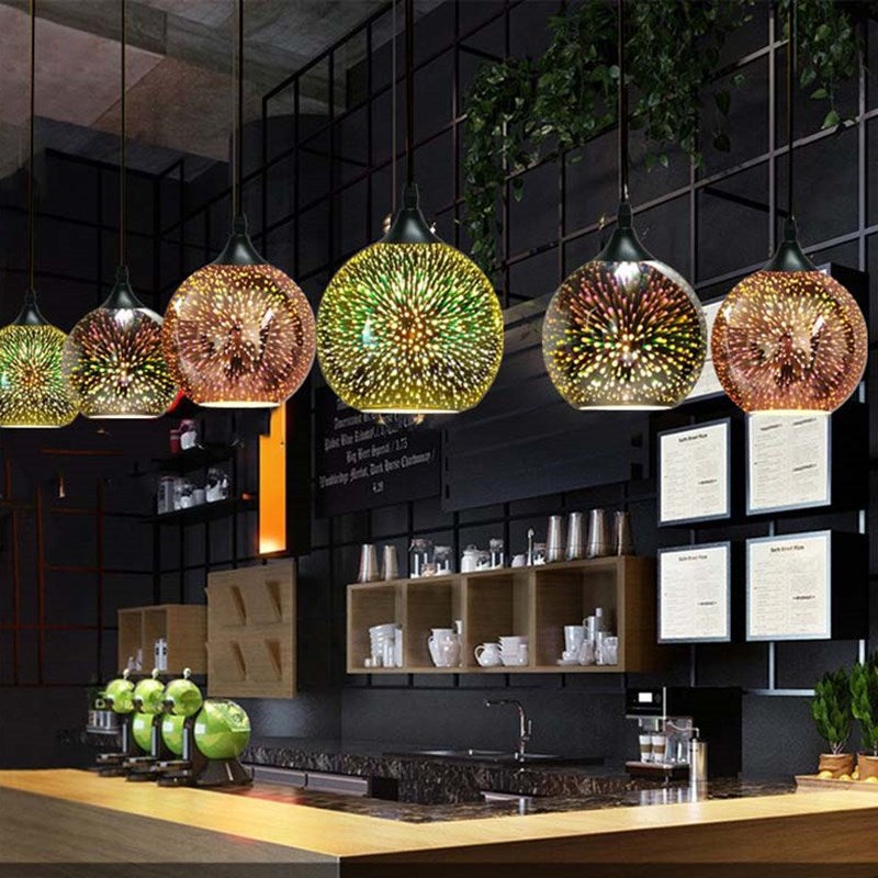 Modern Creative 3D Colorful Fireworks Glass Dome Island Light Chandelier - 2/3-Light