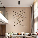 Nordic Luxury LED Chandelier in Iron & Aluminum with Geometric Line Design