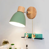 Modern Minimalist 1-Light Wall Sconce Lamp in Solid Macaron Color with Iron & Wood Finish