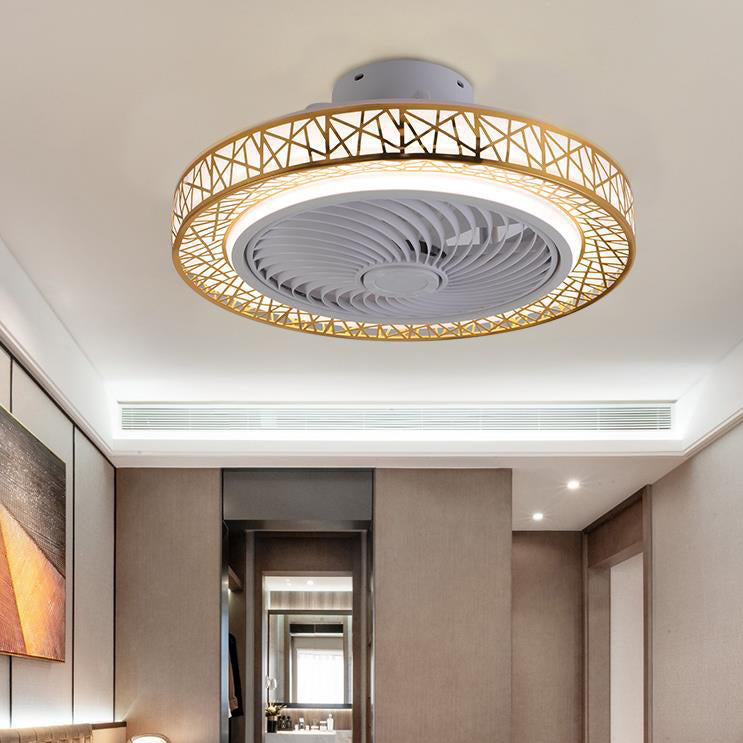 Luxurious Modern Round Lace LED Flush-Mount Ceiling Fan Light