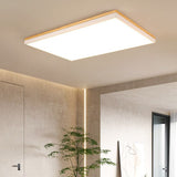 Nordic Solid Wood LED Flush-Mount Ceiling Light — Minimalist Square/Rectangular Design