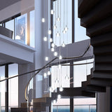 Luxurious Crystal Orb Staircase Chandelier with LED Ball Shade - Modern Loft Lighting