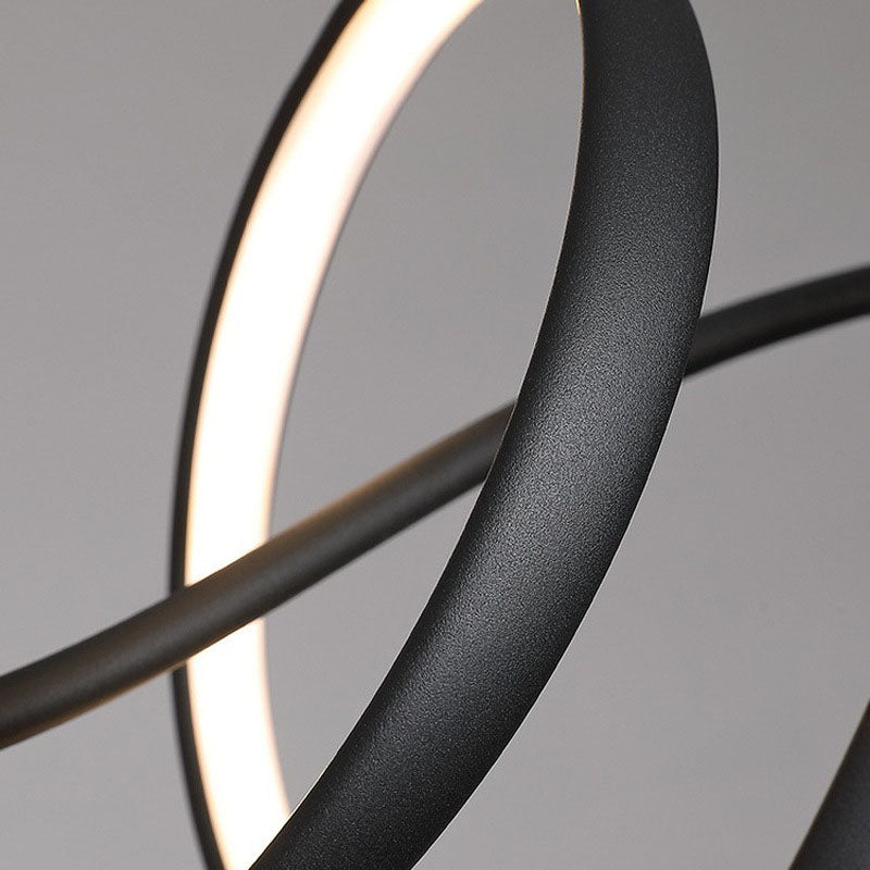 Modern Minimalist Wave Strip LED Chandeliers – Iron & Aluminum Frame with Silica Glass, Island Light for Dining Room