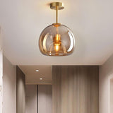 Elegant Nordic Luxury Round Glass Ball 1-Light Semi-Flush Mount Ceiling Light