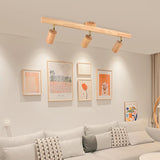 Japanese Minimalist Wooden LED Track Lighting, 2/3/4/5-Light, Semi-Flush Mount Ceiling Light