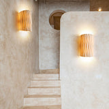Nordic-Inspired Resin-Striped Half-Cylinder 2-Light Wall Sconce Lamp