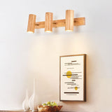 Modern Minimalist Wood Track Spotlight Wall Sconce - 1, 2, or 3 Light Heads