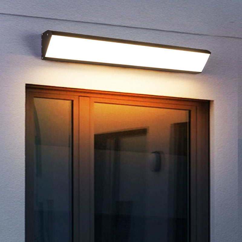Modern Industrial Waterproof LED Wall Sconce with Rectangular Aluminum Frame and Acrylic Panel for Outdoor Patio