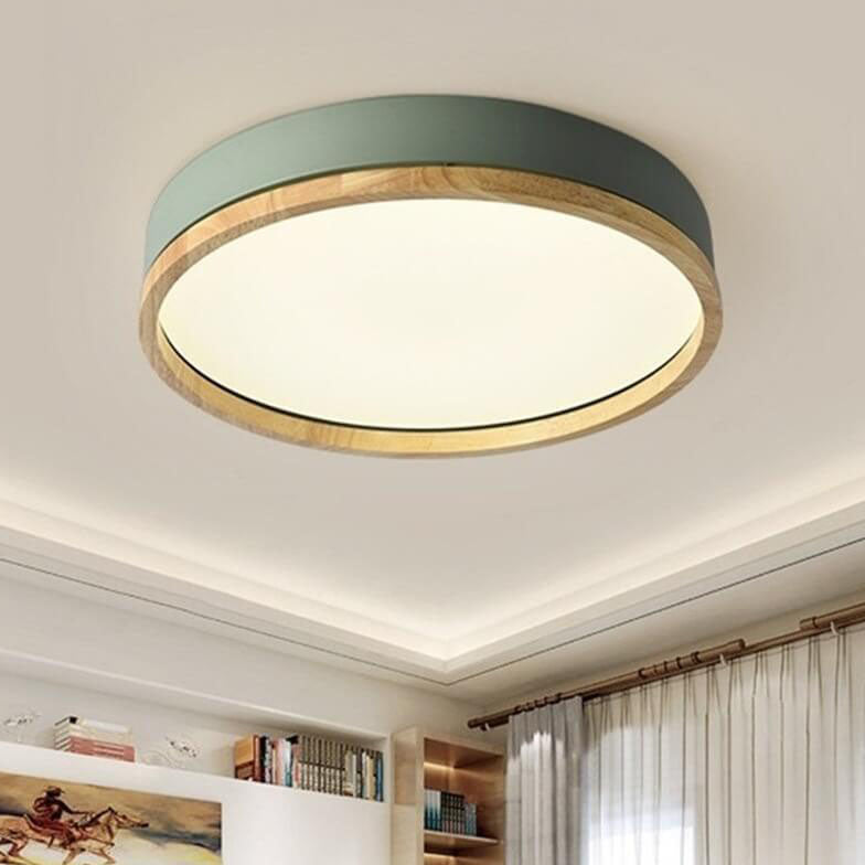Elegant Macaron-Style Round Acrylic LED Flush-Mount Ceiling Light