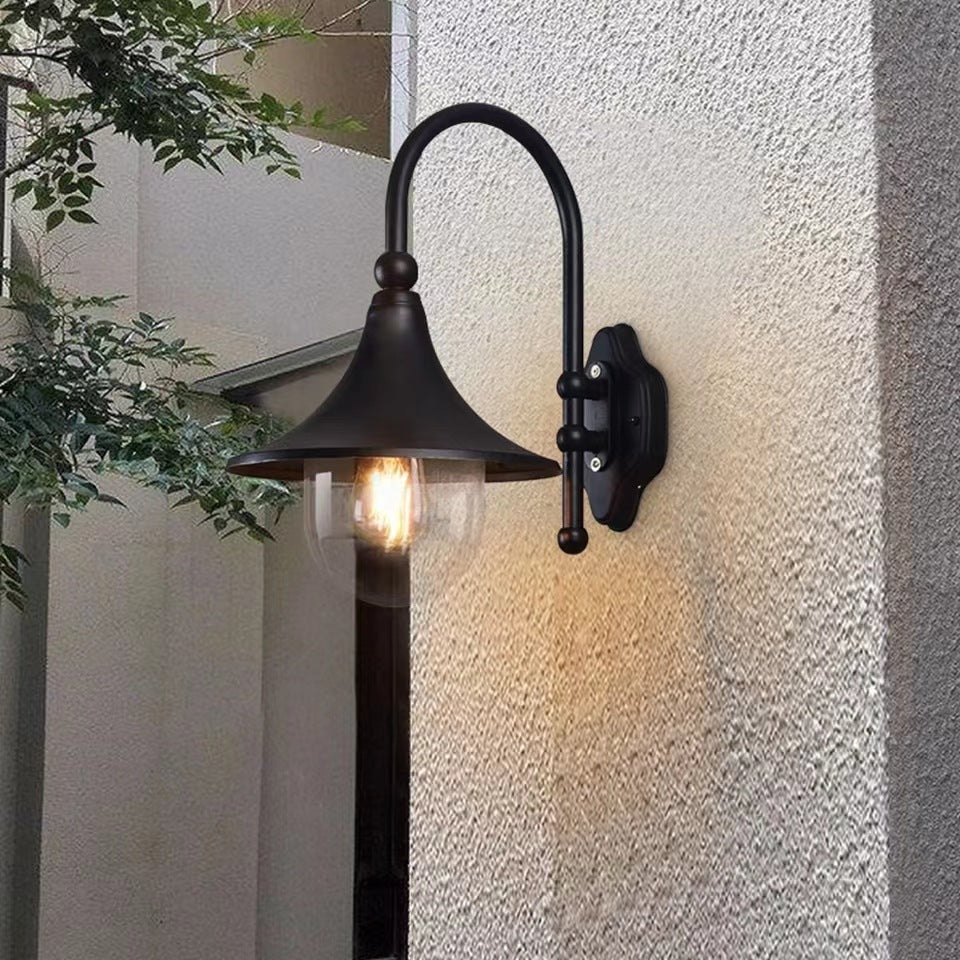 Sleek Contemporary Industrial Aluminum Horn-Style 1-Light Wall Sconce for Outdoor Patio