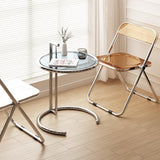 Modern Minimalist Round Side Table with Tempered Glass Top and Stainless Steel Frame, Extendable for Living Room
