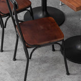 Contemporary Industrial PU Leather, Wood & Iron Dining Chair & Table Set with Square X-Back for Dining Room