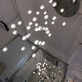 Luxurious Crystal Orb Staircase Chandelier with LED Ball Shade - Modern Loft Lighting
