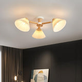 Nordic Wood Pleated Shade Semi-Flush Mount Ceiling Light — 3/6/8-Light Configuration