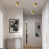 Modern Brass LED Spotlight Flush-Mount Ceiling Light — Cylindrical Design