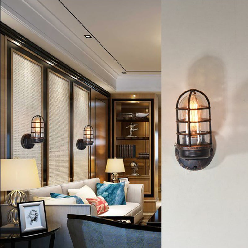 Sleek Contemporary Industrial Aluminum Round Cage 1-Light Waterproof Wall Sconce for Entryway
