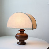 Japanese Wabi-Sabi Vintage Solid Wood Table Lamp with Fabric Shade, 1-Light