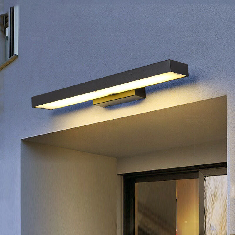 Sleek Modern Minimalist Rectangular Flat LED Sensor Wall Sconce Lamp – Outdoor Waterproof Exterior Lighting