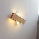 Japanese Minimalist Log-Style Rectangular LED Wall Sconce Lamp with Rotatable Flat Panel