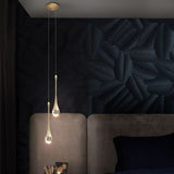 Contemporary Scandinavian Water-Drop Crystal LED Chandelier – Iron & Aluminum for Bedroom