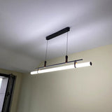Sleek Nordic Minimalist Long Leather-Strip LED Island Light Chandelier