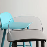 Sleek Modern Minimalist Rectangular Carbon Steel Bar Stool with Plastic Backrest for Dining Room