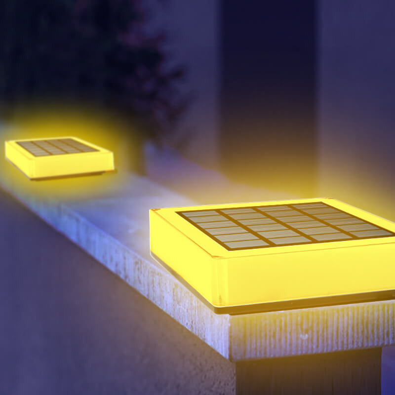 Modern Solar Flat-Square Fence Post Light - Waterproof Landscape Lighting