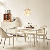 Modern Minimalist Rectangular Rock-Slab Aluminum Alloy Dining Table & Chair Set for 4