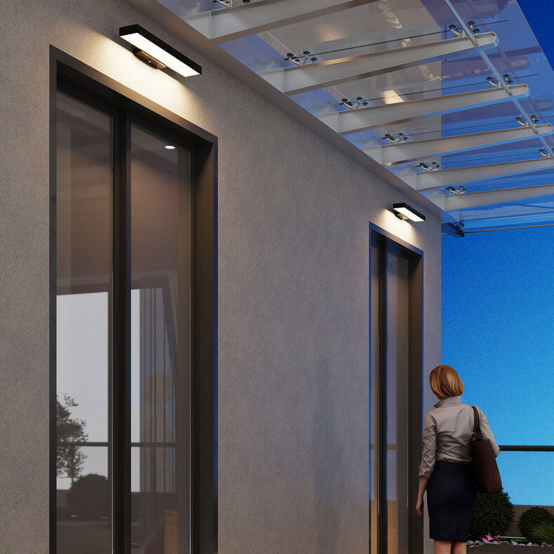 Sleek Modern Minimalist Rectangular Flat LED Sensor Wall Sconce Lamp – Outdoor Waterproof Exterior Lighting