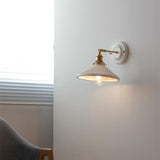 Vintage Japanese Ceramic & Brass 1-Light Wall Sconce Lamp