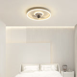 Nordic Minimalist Round Hidden-LED Flush-Mount Ceiling Fan Light