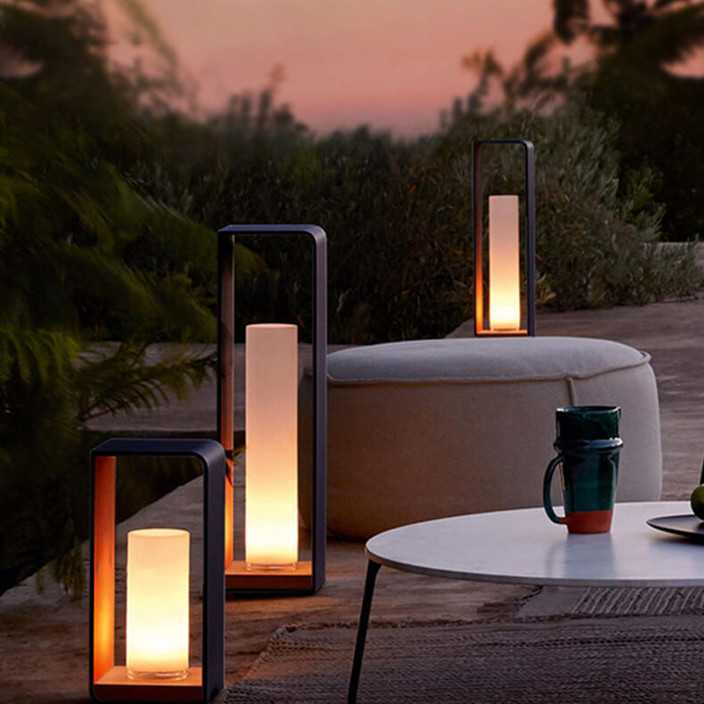 Modern Minimalist Square-Frame LED Landscape Light - Waterproof Stainless Steel & Acrylic for Outdoor Patio & Lawn