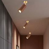 Nordic Minimalist Walnut Wood LED Track Spotlight — Linear Ceiling Light (1–4 Lights), Semi-Flush Mount