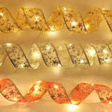 Christmas LED Copper Wire Ribbon Lights - Bow-Tie Style Flexible String Lights for Festive Decor, Props, and Holiday Cheer