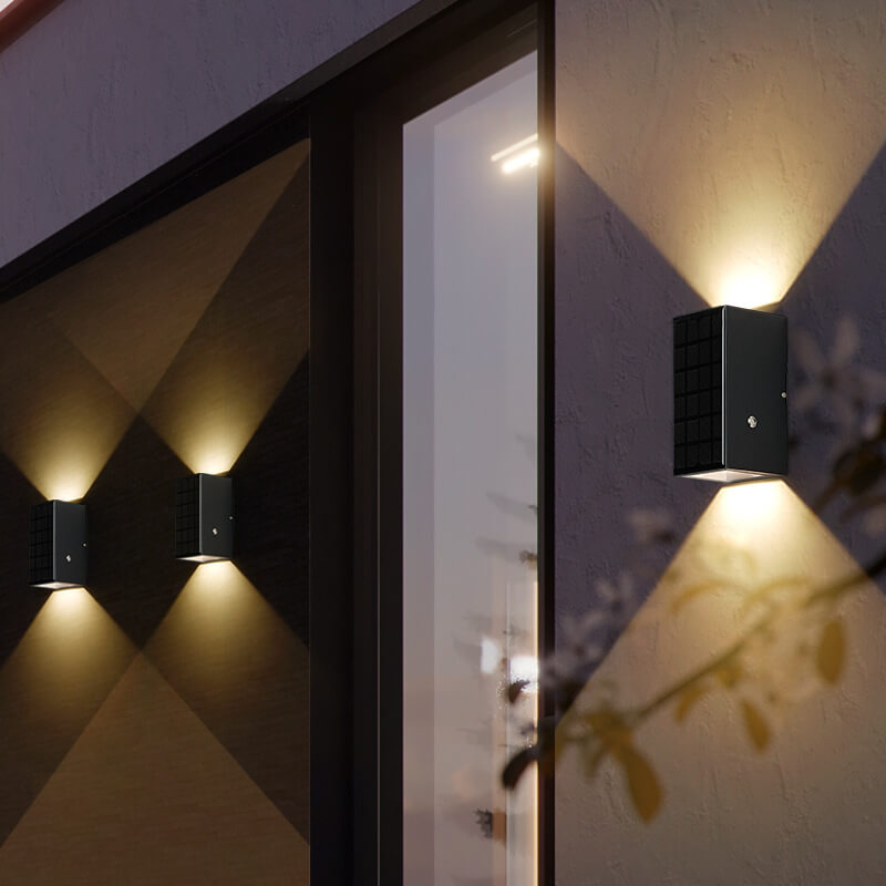 Sleek Black Rectangular Solar LED Outdoor Wall Light — Die-Cast Aluminum