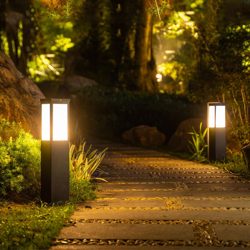 Chic Modern Solar Lawn Square Column Outdoor Waterproof Path Light
