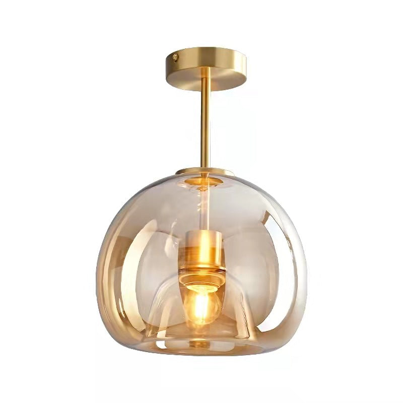 Elegant Nordic Luxury Round Glass Ball 1-Light Semi-Flush Mount Ceiling Light