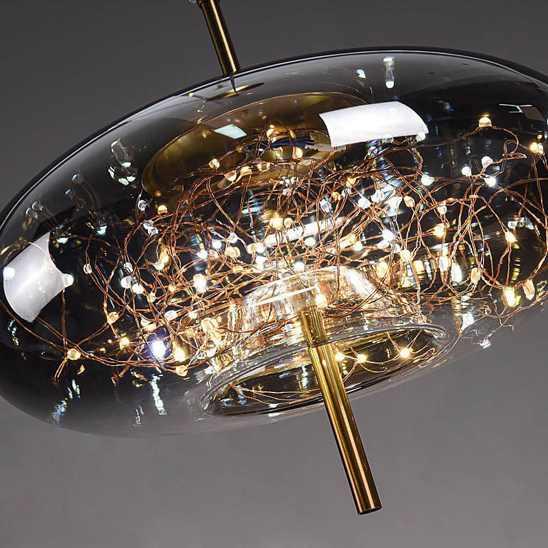 Sleek Contemporary Scandinavian Glass Cylinder Oval 1-Light Pendant for Bedroom