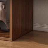 Modern Minimalist 3-Tier Shoe Storage Rack — Rectangular Design, Fabric & PU Leather Upholstery with Wood Frame for Entryways