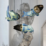 Traditional Chinese Koi Fish Iron Chandelier with PVC Fabric Shade – 2- or 4-Light Dining Room Pendant