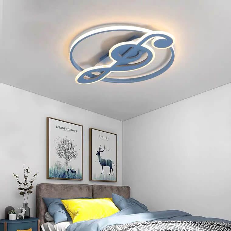 Nordic-Inspired LED Flush Mount Ceiling Light with Creative Music Notes Design