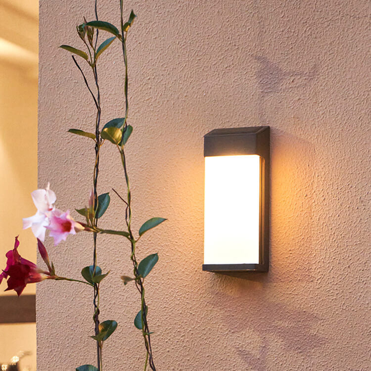 Solar Square Frosted-Glass Outdoor LED Wall Sconce Lamp - Waterproof, Weather-Resistant Garden Lighting