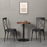 Contemporary Industrial PU Leather, Wood & Iron Dining Chair & Table Set with Square X-Back for Dining Room