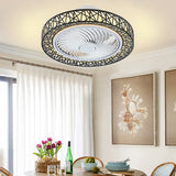 Luxurious Modern Round Lace LED Flush-Mount Ceiling Fan Light
