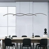 Nordic Minimalist Long-Strip Wave LED Island Light Chandelier – Sleek Modern Pendant Lighting