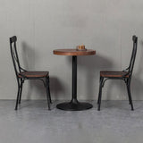 Contemporary Industrial PU Leather, Wood & Iron Dining Chair & Table Set with Square X-Back for Dining Room